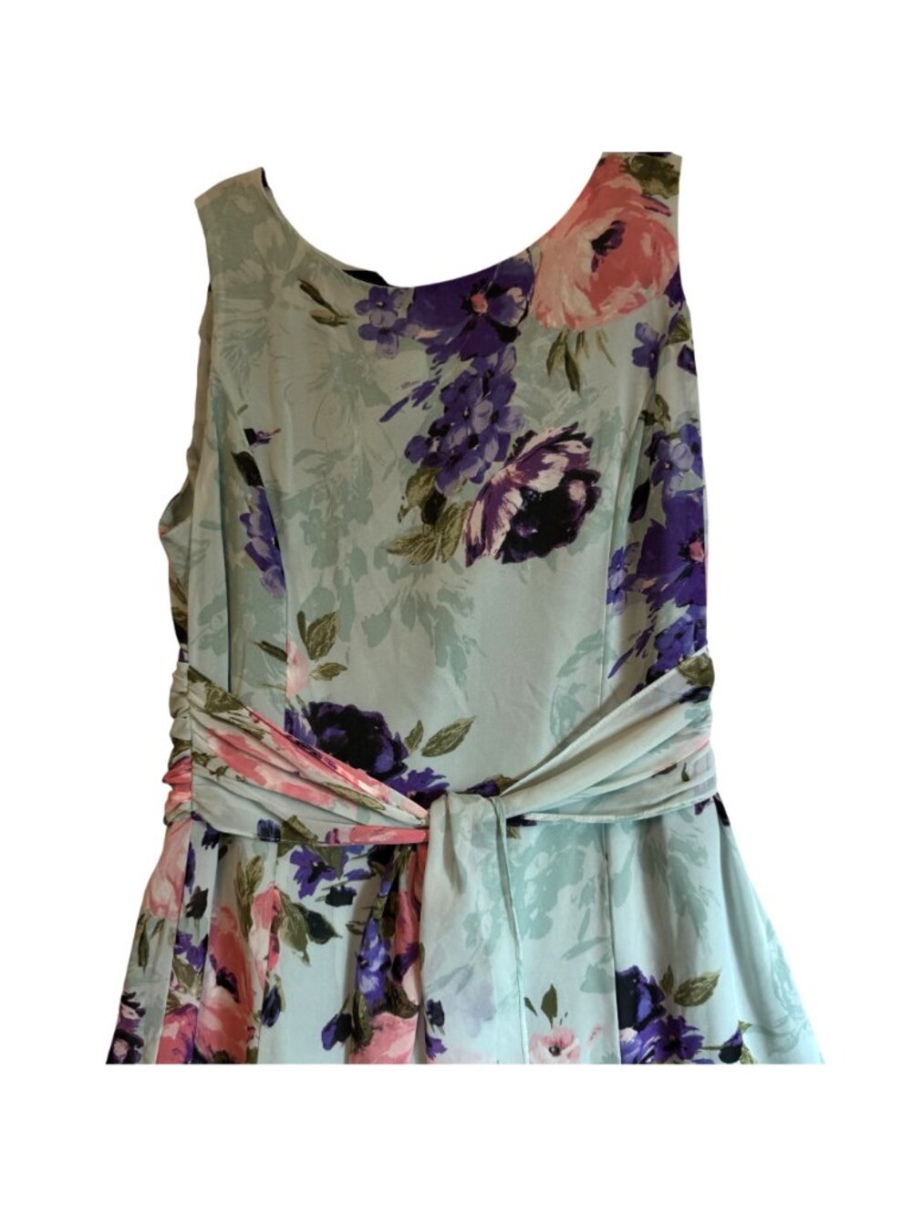 Black Label Evan-Picone Sleeveless Fit & Flare Dress Watercolor-Style Floral 12 - Picture 2 of 13